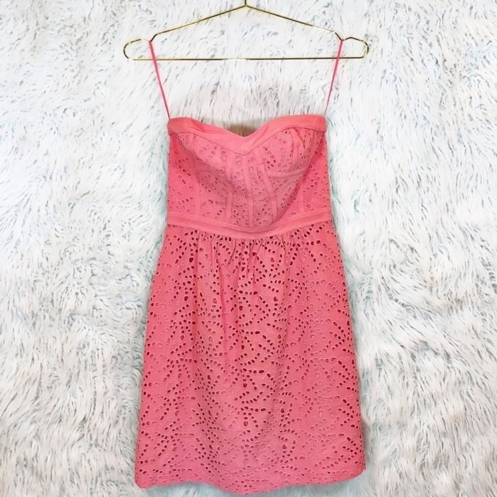 Rebecca Taylor silk eyelet strapless dress